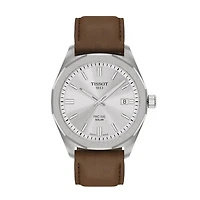 Tissot PRC 100 Solar 39mm Silver Dial Brown Strap Watch | T15142216031