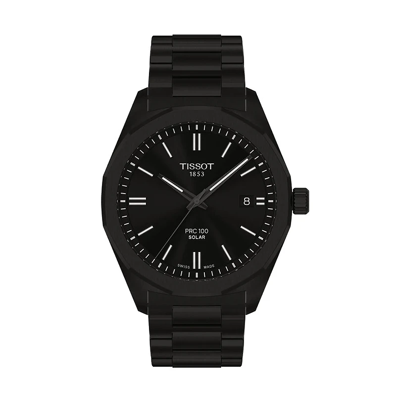 Tissot PRC 100 Solar 39mm Black Dial Watch | T1514223305100