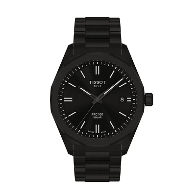 Tissot PRC 100 Solar 39mm Black Dial Watch | T1514223305100