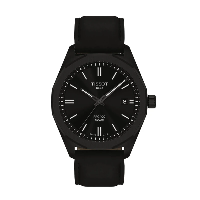 Tissot PRC 100 Solar 39mm Black Dial Watch | T1514223605100