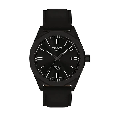 Tissot PRC 100 Solar 39mm Black Dial Watch | T1514223605100