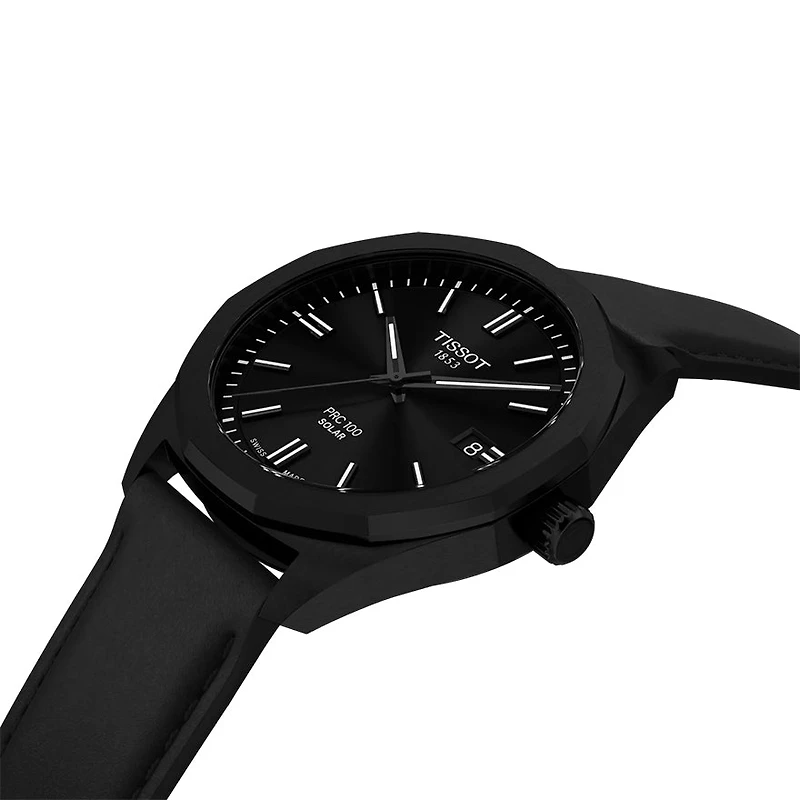 Tissot PRC 100 Solar 39mm Black Dial Watch | T1514223605100