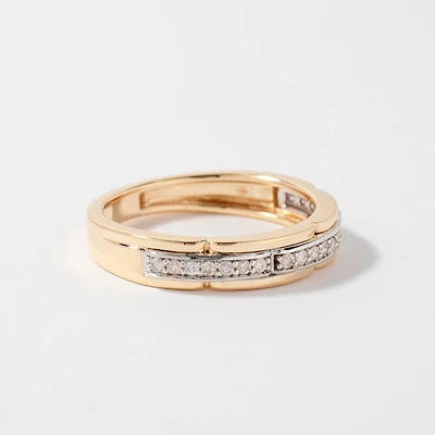 Men's Diamond Wedding Band 10K Yellow and White Gold (0.20 ct tw)