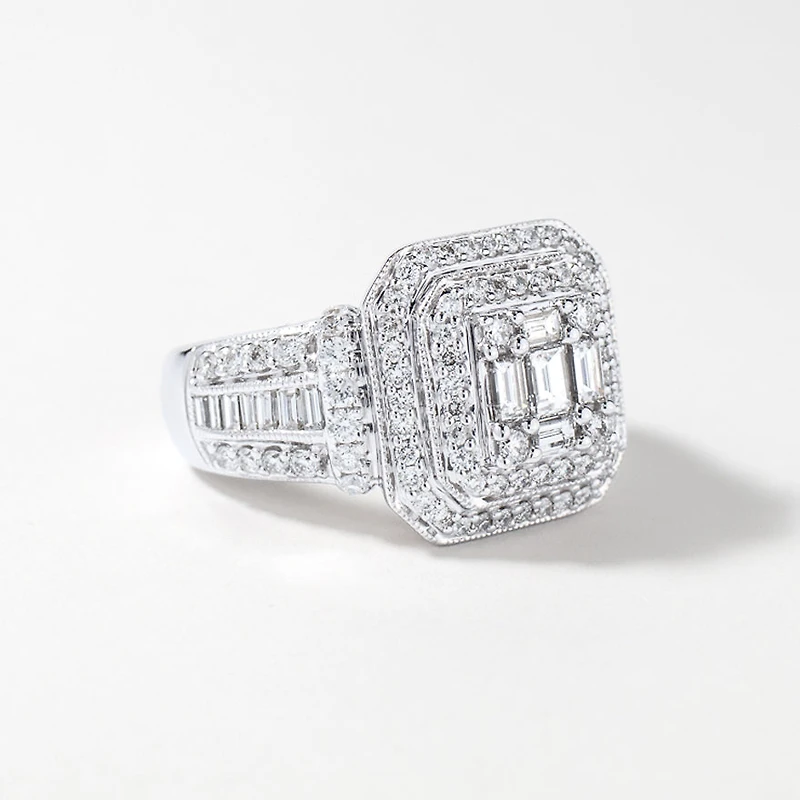 Diamond Cluster Ring 14K White Gold (2.00 ct tw)