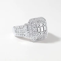 Diamond Cluster Ring 14K White Gold (2.00 ct tw)