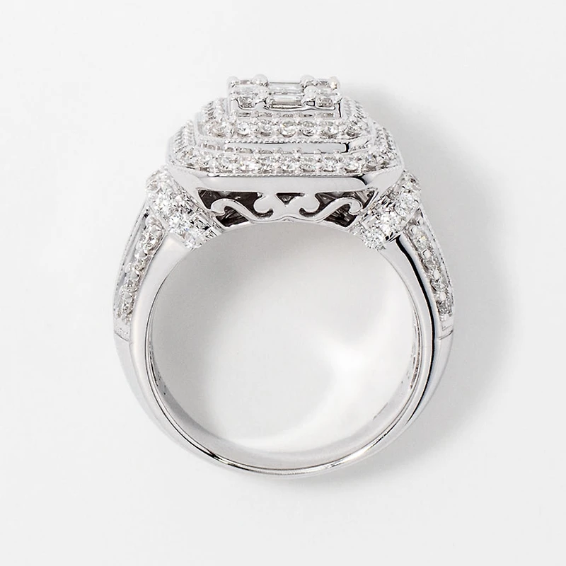 Diamond Cluster Ring 14K White Gold (2.00 ct tw)