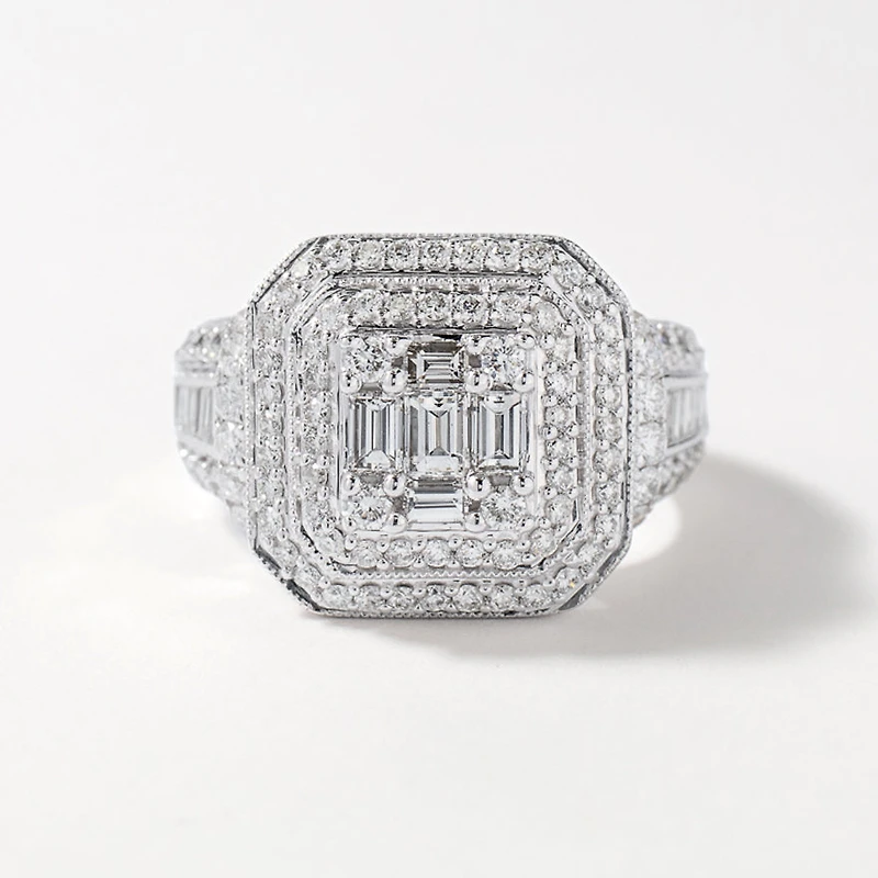 Diamond Cluster Ring 14K White Gold (2.00 ct tw)