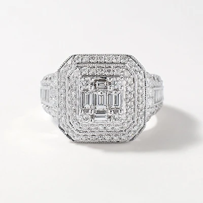 Diamond Cluster Ring 14K White Gold (2.00 ct tw)