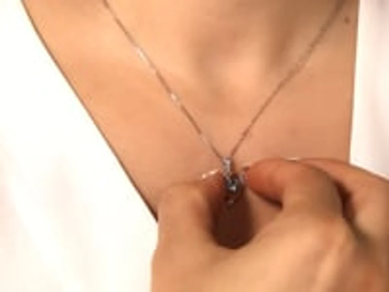 Heart Shaped Blue Topaz Diamond Necklace in 10K White Gold