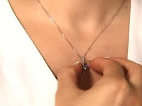 Heart Shaped Blue Topaz Diamond Necklace in 10K White Gold
