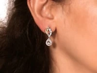 Diamond Cluster Dangle Earrings in 10K Yellow and White Gold (0.33 ct