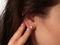 Bezel Stud Earrings in 10K Rose and White Gold (0.50 ct tw)