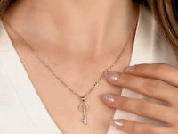 Family Tree Key Pendant in 10K Yellow and White Gold