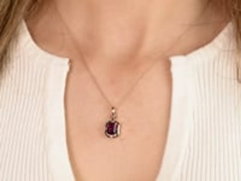 Emerald Cut Amethyst Necklace in 10K Yellow Gold