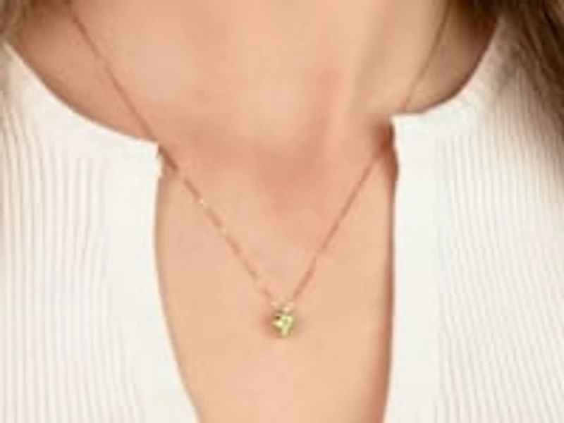 Heart Shaped Peridot Necklace in 10K Yellow Gold