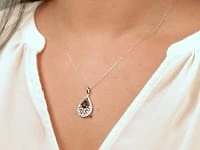 Sapphire Necklace With Diamond Cluster Accent in 10K White Gold
