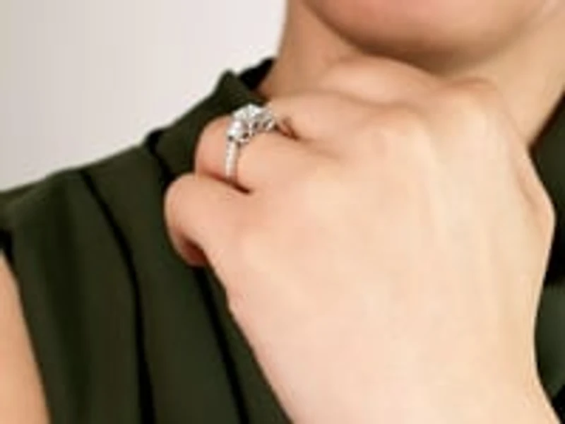 Three Stone Lab Grown Diamond Engagement Ring 14K White Gold (1.85