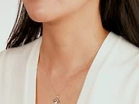 Diamond Cut Leaf Pendant in 10K Yellow and White Gold