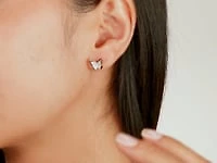 Diamond Butterfly Earrings in 10K Yellow and White Gold (0.13 ct tw)