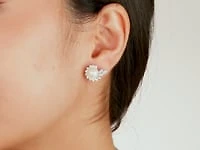 Pearl Earrings with Diamond Accents in 10K White Gold