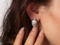 Diamond Cluster Marquise Flower Earrings in 10K Yellow and White Gold