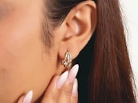 J Hook Diamond Earrings in 10K Yellow and White Gold (0.12 ct tw)