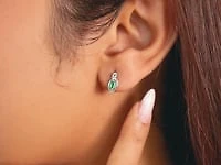Emerald Earrings in 10K White Gold