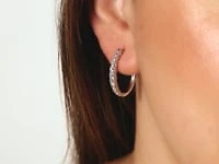 Fara- Diamond Oval Shape Hoop Earrings In 10K Gold (0.50 ct tw