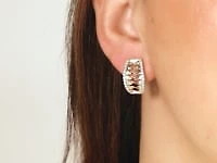 Twist Diamond J-Hoop Earrings in 10K Yellow Gold (0.50ct tw)