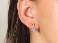 Diamond Cluster Hook Earrings in 10K Yellow and White Gold (0.21 ct tw