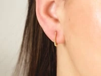 10K Yellow Gold Oval Beaded Earring