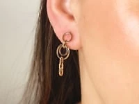 Paperclip Drop Stud Earrings in 10K Yellow Gold