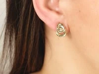 Double Ring Stud Earrings in 10K Yellow Gold