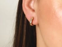 14K Yellow Gold Diamond Cut Hoop Earrings
