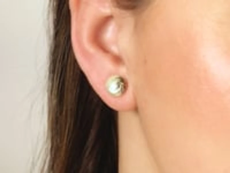 14K Yellow Gold Spiral Pattern Stud Earrings