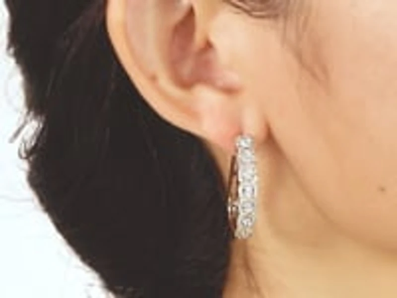 J Hoop Earrings in 10K Yellow and White Gold (1.00 ct tw)