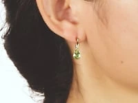Pear Shape Peridot Earrings in 10K Yellow Gold