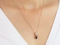 Garnet Necklace in 10K Yellow and White Gold