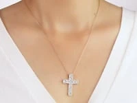 10K Yellow and White Gold Diamond Cross Pendant (0.75ct tw)