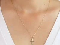 Diamond Cut Cross Pendant in 14K Yellow Gold