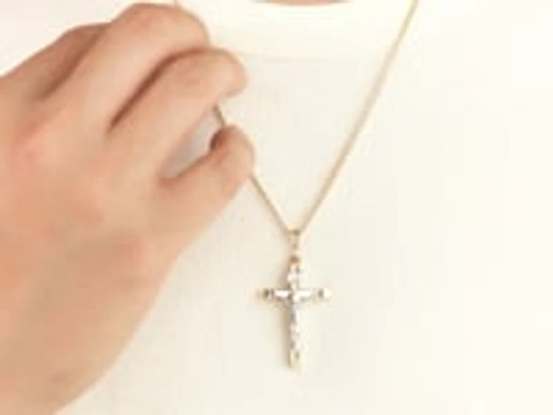 14K Yellow and White Gold Crucifix Cross Pendant