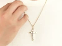 14K Yellow and White Gold Crucifix Cross Pendant