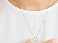 Diamond Lined Heart Necklace in 10K Yellow Gold (0.05ct tw)