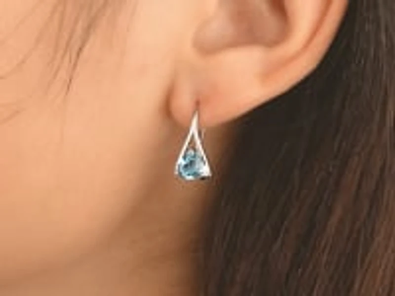 Blue Topaz Earrings in 10K White Gold