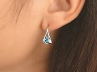 Blue Topaz Earrings in 10K White Gold