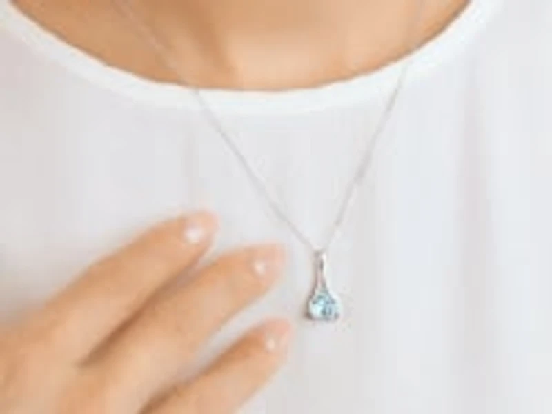 Blue Topaz Necklace in 10K White Gold