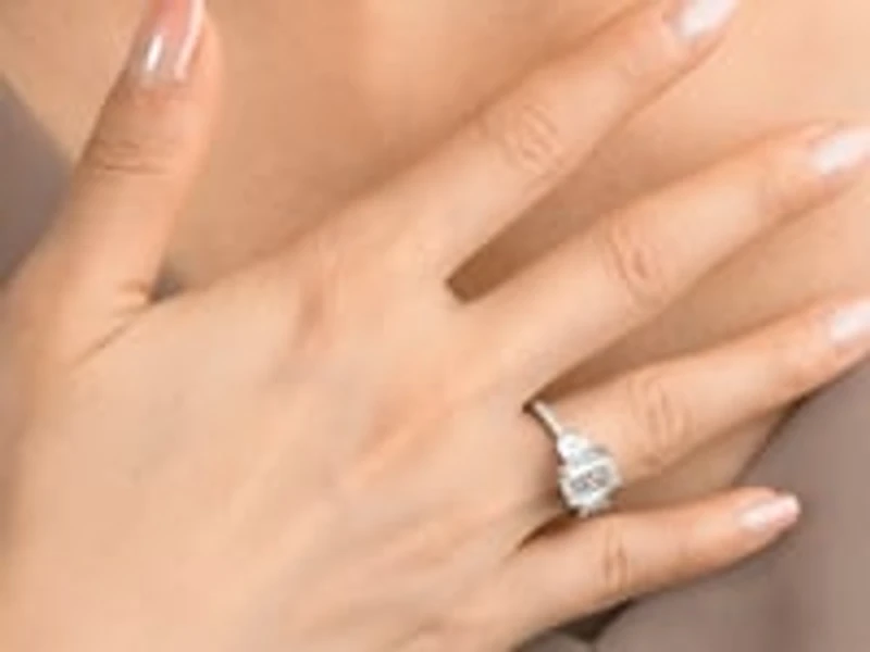 Emerald Cut Lab Grown Diamond Engagement Ring 14K White Gold (2.85