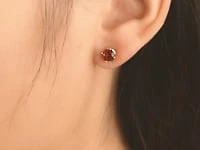 Garnet Stud Earrings in 10K Yellow Gold