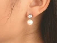 Pearl Dangle Earrings in 10K White Gold