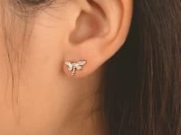 Diamond Dragonfly Earrings in 10K Yellow Gold (0.08 ct tw)